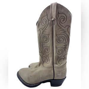 Tony Lama Men 5-1/2B Tan Suede Leather Round Toe Western Cowboy Riding Work Boot